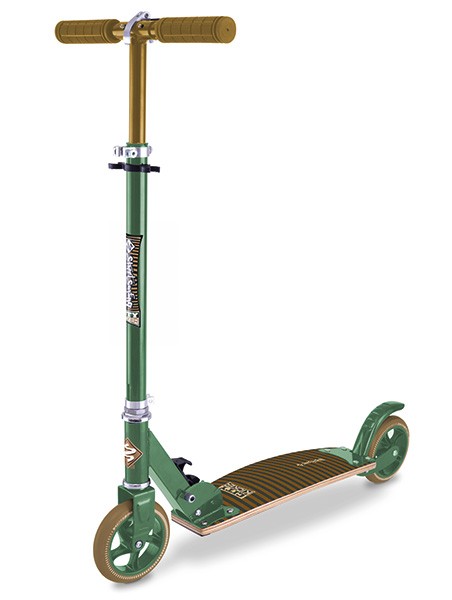 Streetsurfing City Kicker Scooter mit Holzdeck-Strpes Green brown 500327