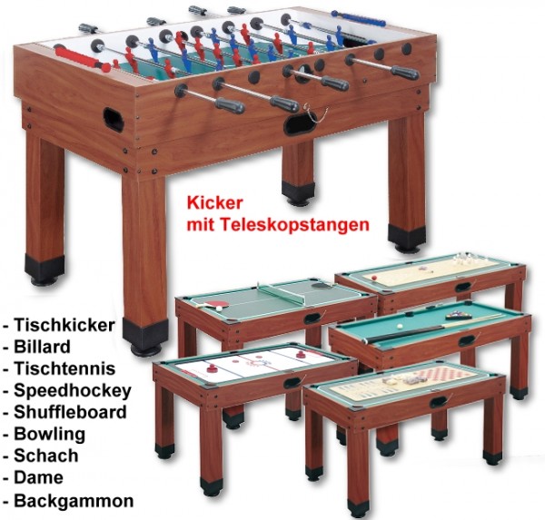 Bandito Mulitfunktionstisch 9 in 1 Multigame SA Tournament Pro Teleskop 5233.03