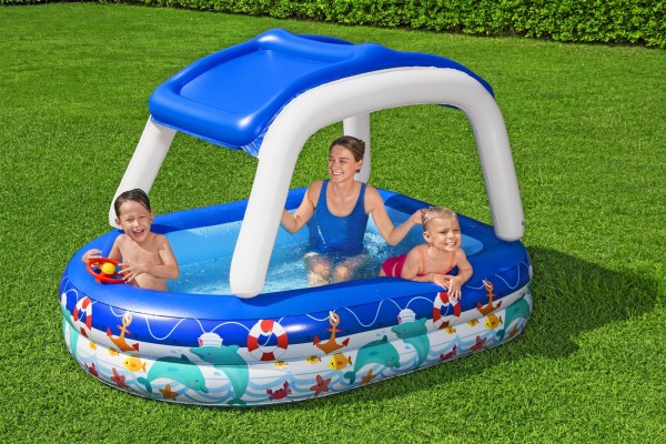 Bestway® Family Pool mit Sonnenschutzdach Sea Captain 213 x 155 x 132 cm